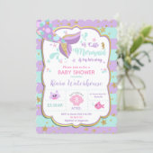 Mermaid Baby Shower Invitation Card Girl (Standing Front)