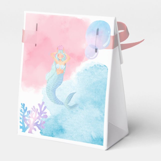 Mermaid Baby Shower Invitation Favor Boxes (Back Side)