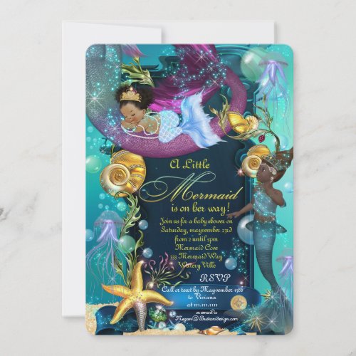 Mermaid Baby Shower Invitation Girl Baby Shower Invitation