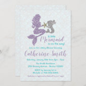 Mermaid Baby Shower Invitation Lavender and Teal (Front/Back)