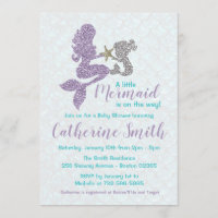 Mermaid Baby Shower Invitation Lavender and Teal