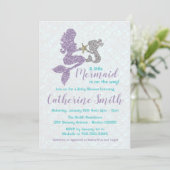 Mermaid Baby Shower Invitation Lavender and Teal (Standing Front)