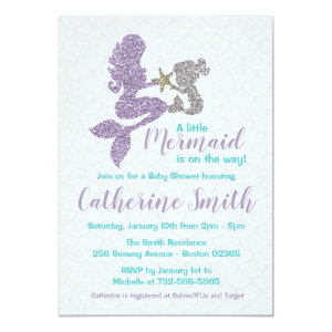 Mermaid Baby Shower Invitation Lavender and Teal