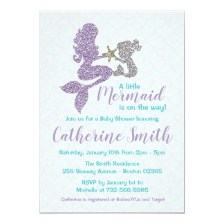 Mermaid Baby Shower Invitation Lavender and Teal