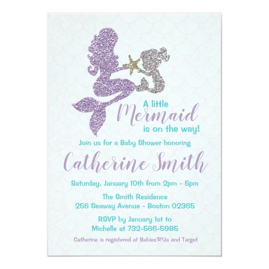 mermaid baby shower invitation lavender and teal zazzle com