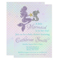 Mermaid baby Shower invitation Lavender Gold Teal