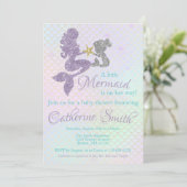 Mermaid baby Shower invitation Lavender Gold Teal (Standing Front)