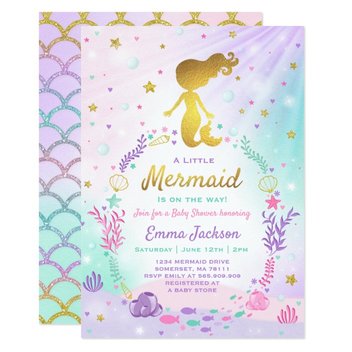 little mermaid baby shower invitations