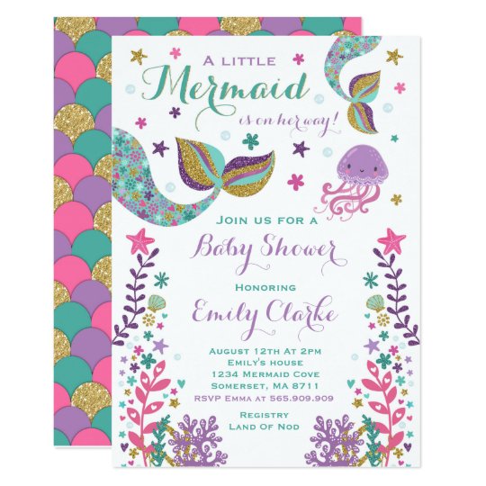 Mermaid Baby Shower Invitation Pink Gold Shower Zazzle Com