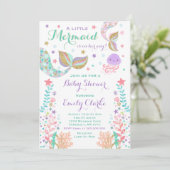 Mermaid Baby Shower Invitation Pink Gold Shower (Standing Front)
