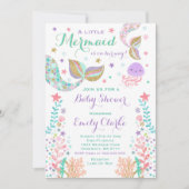Mermaid Baby Shower Invitation Pink Gold Shower (Front)