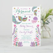 Mermaid Baby Shower Invitation Pink Gold Shower (Standing Front)