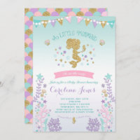 Mermaid Baby Shower Invitation Pink Teal Purple