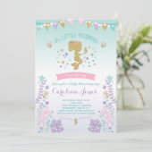 Mermaid Baby Shower Invitation Pink Teal Purple (Standing Front)