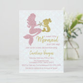Mermaid Baby shower Invitation Rose Gold & Gold (Standing Front)