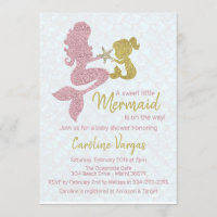 Mermaid Baby shower Invitation Rose Gold & Gold