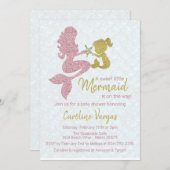 Mermaid Baby shower Invitation Rose Gold & Gold (Front/Back)