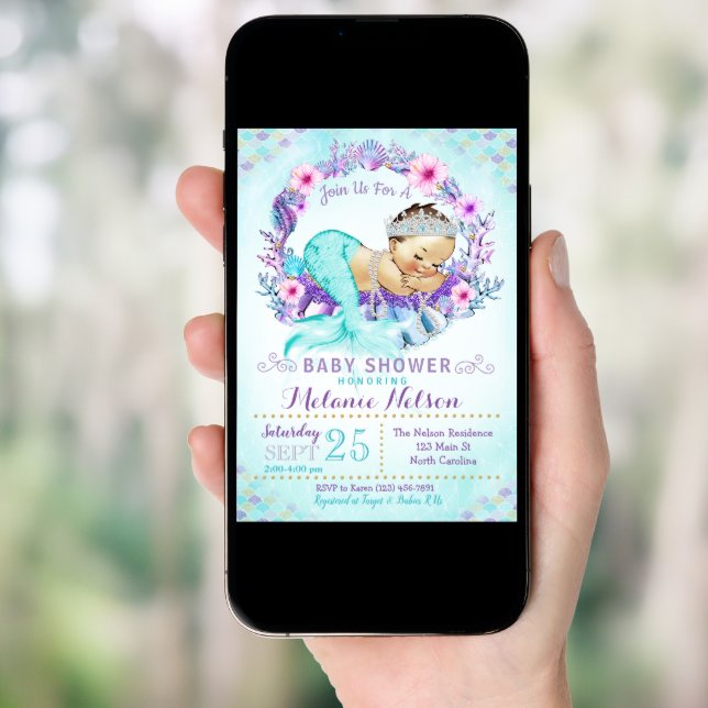 Mermaid Baby Shower Invitation Sprinkle (Front Digital)