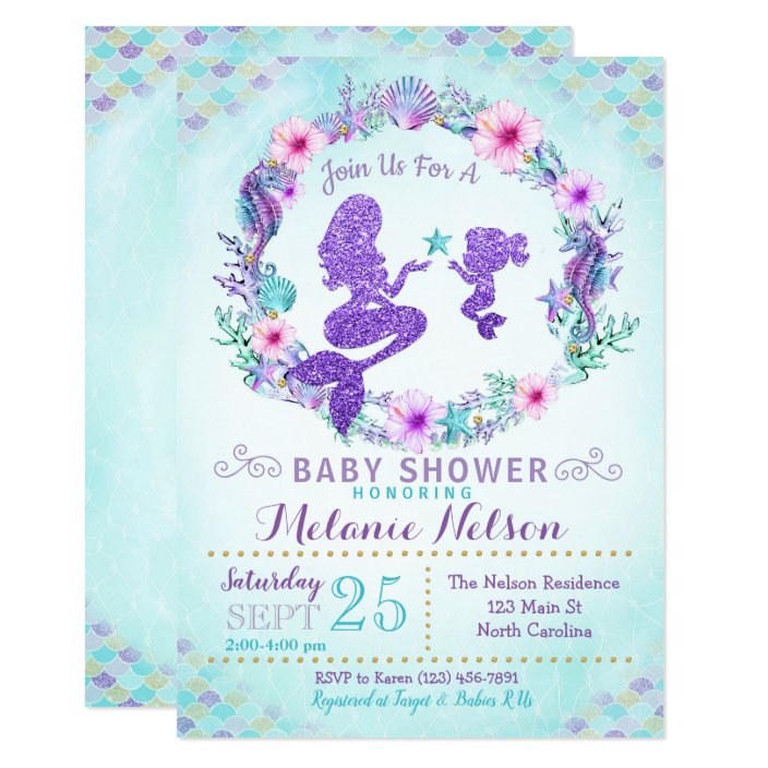 mermaid baby shower invitation sprinkle  zazzle