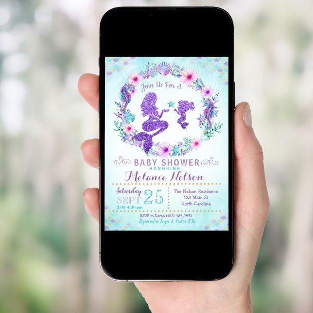 Mermaid Baby Shower Invitation Sprinkle (Front Digital)