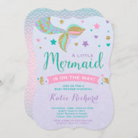 Mermaid Baby Shower Invitation Teal Purple Pink