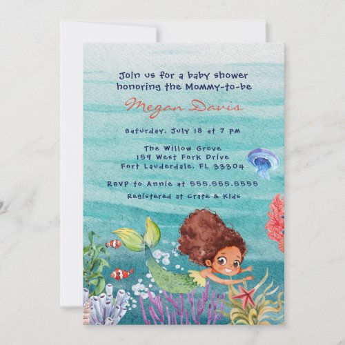 Mermaid Baby Shower Invitation Under The Sea