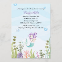 Mermaid Baby Shower Invitation Under The Sea