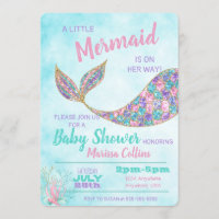 Mermaid Baby SHower Invitation, Under the Sea Invitation