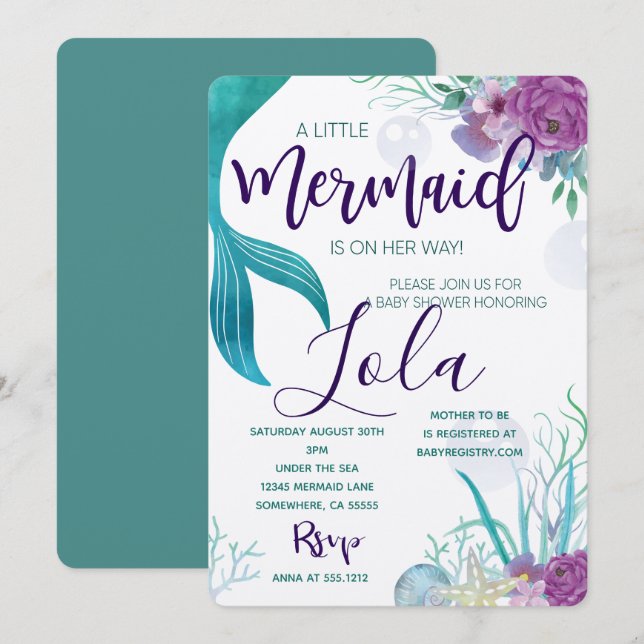 MERMAID BABY SHOWER INVITE (Front/Back)