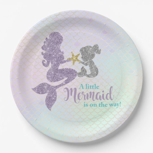 Mermaid Baby Shower Lavender Teal Paper Plates
