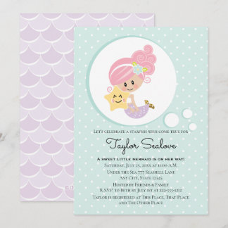 Mermaid Baby Shower Light Skin Tone Invitation