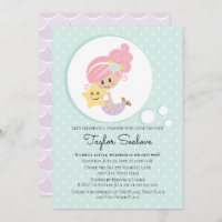 Mermaid Baby Shower Light Skin Tone Invitation