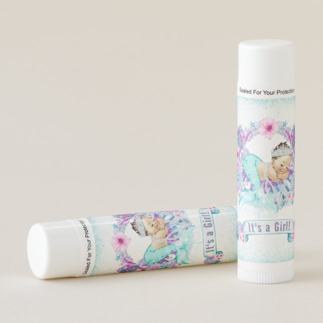 Mermaid Baby Shower Lip Balm Favors (Front)