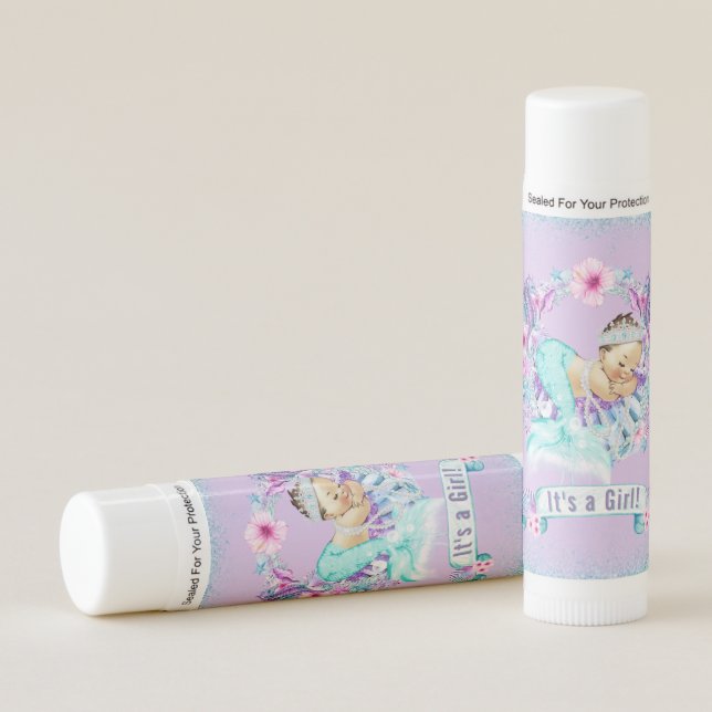 Mermaid Baby Shower Lip Balm Favors (Front)