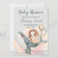 Mermaid Baby Shower, Mermaid and Whale Holiday Card