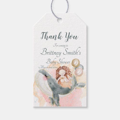 Mermaid Baby Shower Mermaid and Whale Thank You Gift Tags