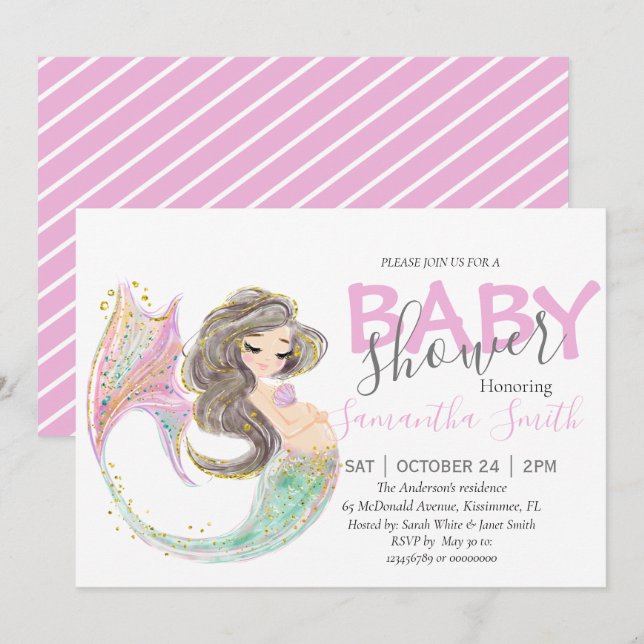 Mermaid baby Shower Mom under the sea Announcement (Front/Back)
