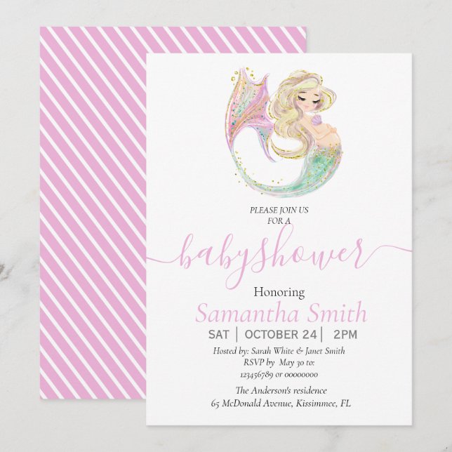 Mermaid Baby Shower Mother To Be invitation (Front/Back)