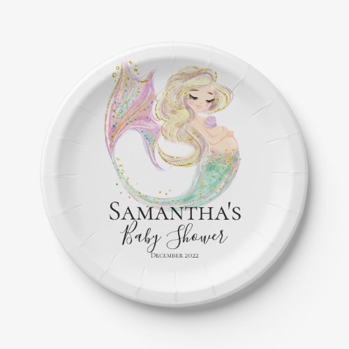 Mermaid Baby Shower Mother To Be  Paper Plates