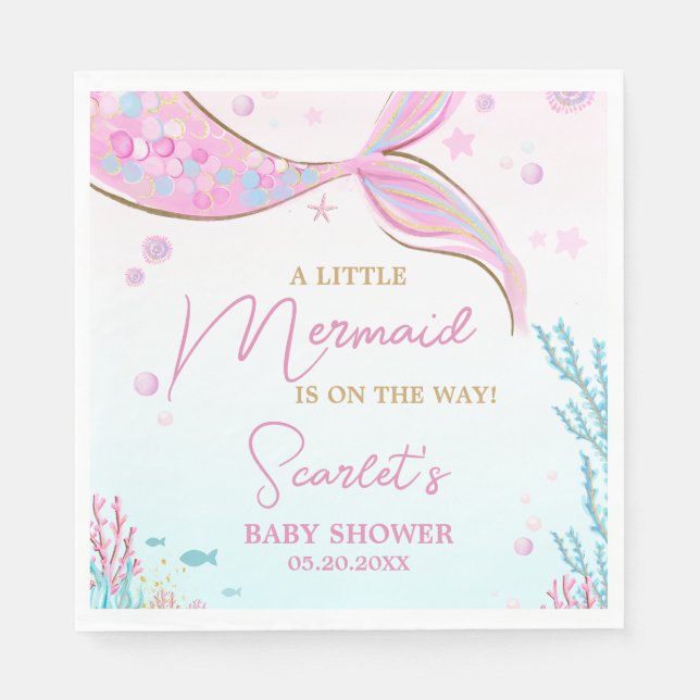 Mermaid Baby Shower Napkins (Front)