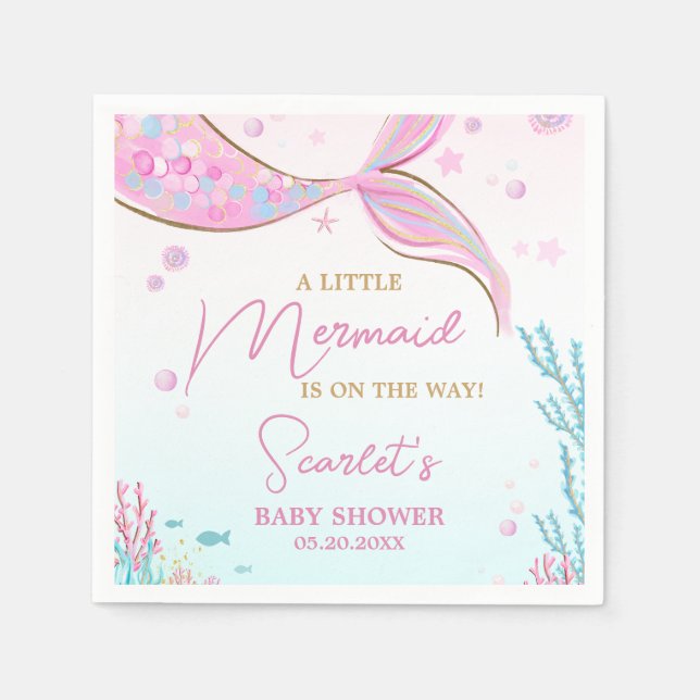 Mermaid Baby Shower Napkins (Front)