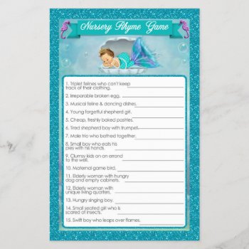 Mermaid Baby Shower Nursery Rhyme Game #130 by PartyStoreGalore at Zazzle