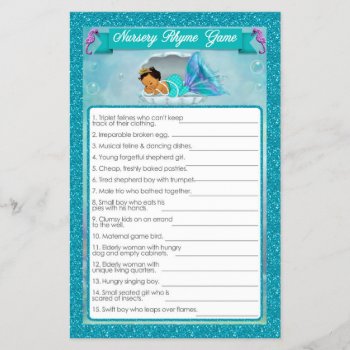 Mermaid Baby Shower Nursery Rhyme Game #136 by PartyStoreGalore at Zazzle