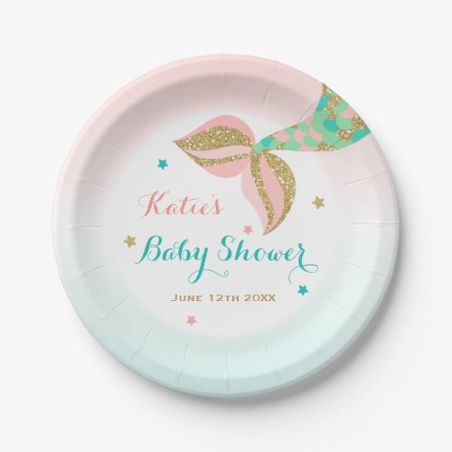 Mermaid Baby Shower Paper Plate 7 Mermaid Shower