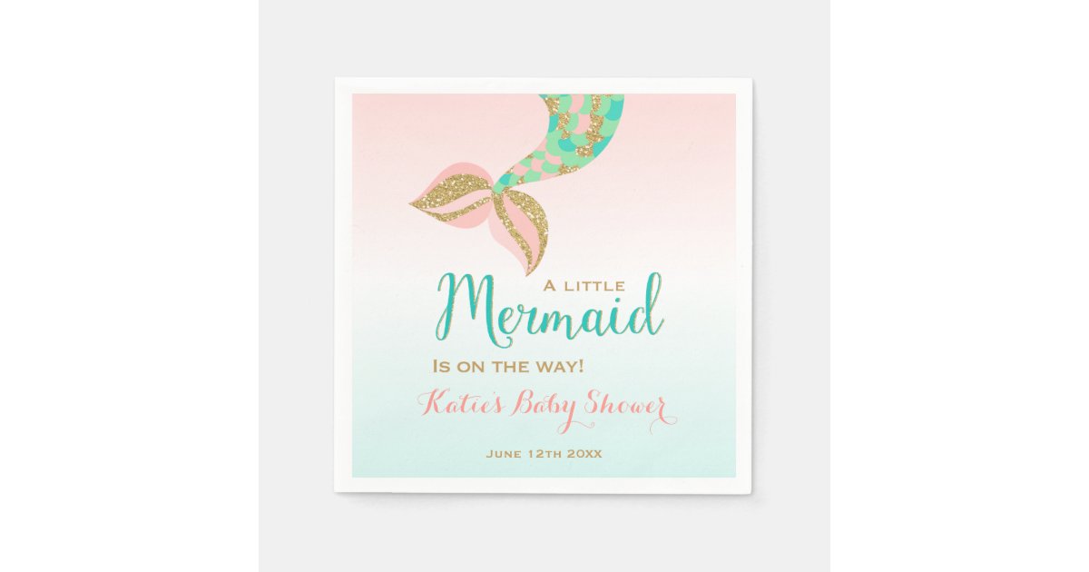 Mermaid Baby Shower Party Napkin Whimsical Mermaid | Zazzle