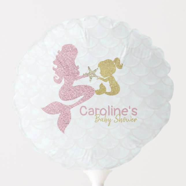 Mermaid Baby shower Rose Gold Balloon (Front)