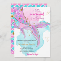 Mermaid Baby Shower Sprinkle Girl Pink Invitation