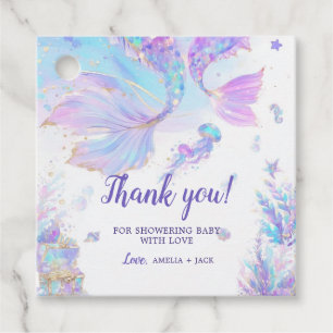 Mermaid Baby Shower Square Favor Tag