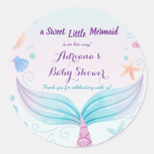 Mermaid Baby Shower Starfish Shell Under the Sea B Classic Round Sticker