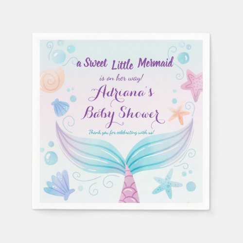 Mermaid Baby Shower Starfish Shell Under the Sea B Napkins